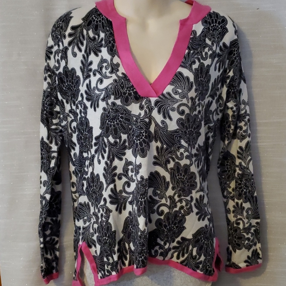 Pink trimmed INC sweater
